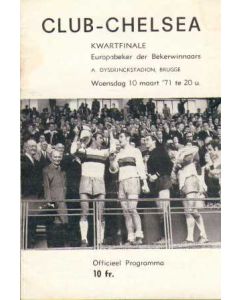 Bruges V Chelsea official programme 10/03/1971 Cup Winners Cup Quarter-Final 1st Leg