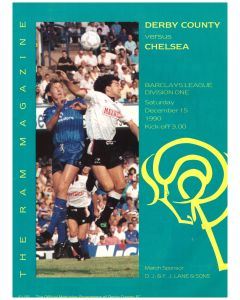 Derby County v Chelsea Football Programme in mint condition for the match played on the 15th December 1990.