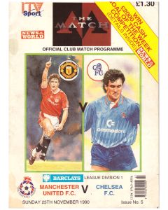 1990 Manchester United v Chelsea football programme tv edition