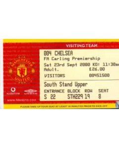 Manchester United V Chelsea ticket 23/09/2000