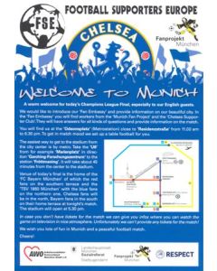 2012 Champions League Final Chelsea v Bayern Munich 19/05/2012 Welcome to Munich,Chelsea! leaflet in English and German