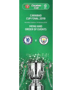 2019 Carabao Cup Final Rare Menu and Order of Events