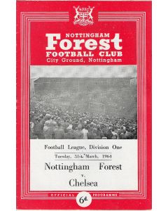 Nottingham Forest v Chelsea 31/3/1964 Official Programme