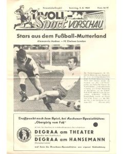 Alemannia Aachen vChelsea official programme 02/08/1969 Friendly Match