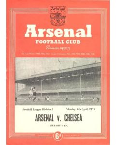 Arsenal v Chelsea official programme 06/04/1953