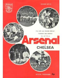 Arsenal v Chelsea official programme 6th Round FA Cup Replay 20/03/1973