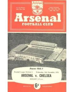 Arsenal vChelsea official programme 26/12/1956
