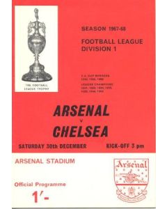 Arsenal vChelsea official programme 30/12/1967