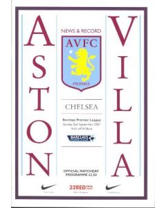 Aston Villa vChelsea official programme 02/09/2007 Premier League