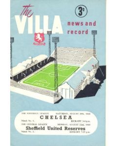 Aston Villa v Chelsea official programme 20/08/1960