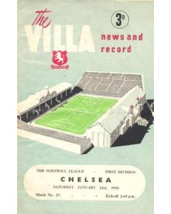 Aston Villa vChelsea official programme 21/01/1956