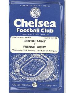 AtChelsea British Army v French Army official programme 19/02/1958
