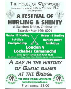 AtChelsea - London v Lochaber Camanachd official programme 19/05/2001 A Festival of Hurling & Shinty