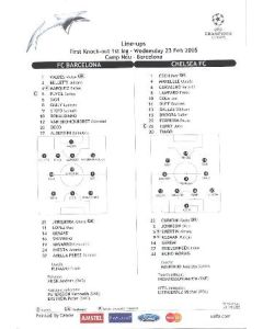 Barcelona v Chelsea line-ups 23/02/2005