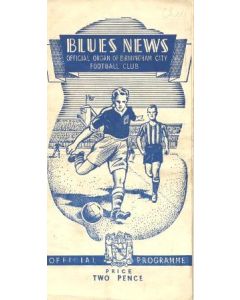 Birmingham City vChelsea official programme 28/08/1948