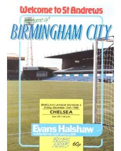 Birmingham City vChelsea official programme 16/12/1988