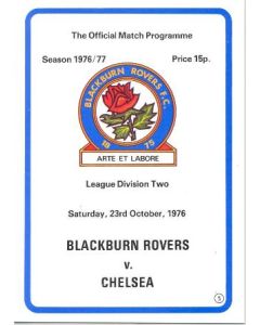 1976 Blackburn Rovers v Chelsea football programme