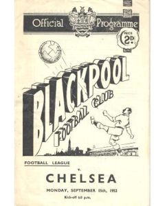 Blackpool v Chelsea official football programme 15/09/1952