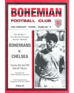 Bohemians vChelsea official programme 23/07/1991
