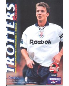 Bolton Wanderers v Chelsea official programme 22/10/1996 Coca Cola Cup