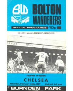 Bolton Wanderers v Chelsea official programme in mint condition from the match played on the 26th February 1977. 