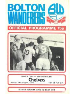 Bolton Wanderers v Chelsea League Cup official progremme 29/08/1978