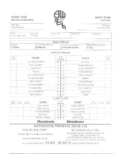 Bolton V Chelsea Teamsheet 30/05/2005