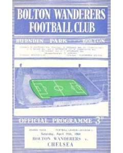 Bolton Wanderers v Chelsea official programme 11/04/1964