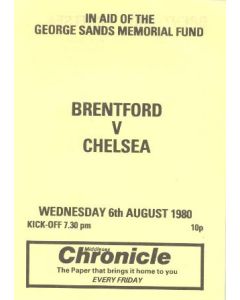 Brentford vChelsea official programme 06/08/1980