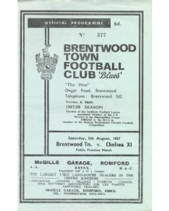 Brentwood vChelsea official programme 05/08/1967