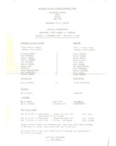 Brighton v Chelsea Reserves official teamsheet 11/12/1984 Football Combination