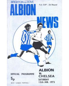 Brighton & Hove Albion vChelsea official programme 13/01/1973