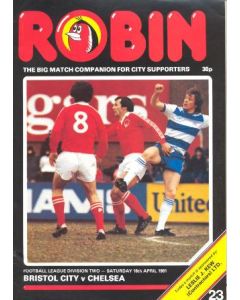 Bristol City vChelsea official programme 18/04/1981