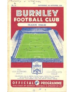 Burnley vChelsea official programme 04/10/1958