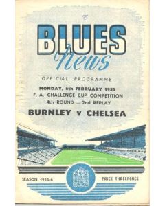 Burnley vChelsea official programme 06/02/1956 second replay
