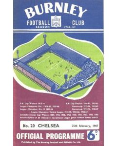 Burnley vChelsea official programme 25/02/1967