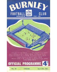 Burnley v Chelsea official programme 28/04/1962