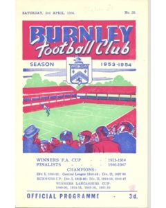 Burnley vChelsea official programme 03/04/1954
