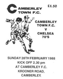 Camberley vChelsea 70's XI official programme 28/02/1988
