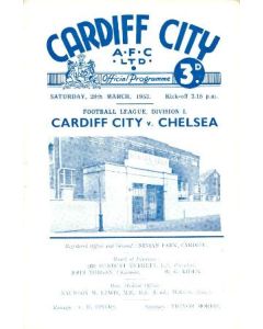 Cardiff vChelsea official programme 28/03/1953