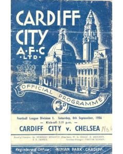 Cardiff City vChelsea official programme 08/09/1956