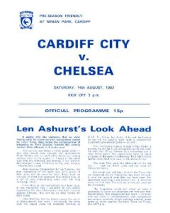 Cardiff City vChelsea official programme 14/08/1982 pre-season friendly