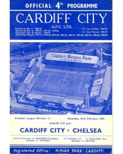 Cardiff City v Chelsea official programme 23/02/1963