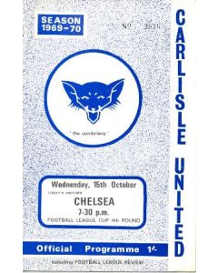 Carlisle v Chelsea football programme League Cup 15/10/1969