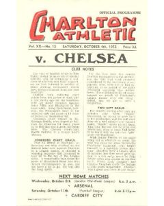 Charlton Athletic v Chelsea official programme 04/10/1952