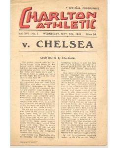 Charlton Athletic vChelsea official programme 08/09/1948