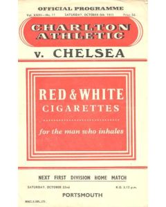 Charlton Athletic vChelsea official programme 08/10/1955