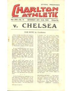 Charlton Athletic vChelsea official programme 15/10/1949