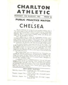 Charlton Athletic vChelsea official programme 19/08/1963