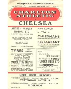 Charlton Athletic vChelsea official programme 16/03/1957